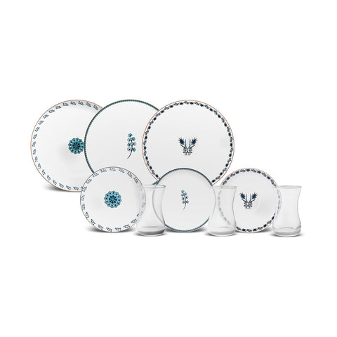 Karaca ?znik 18-Piece Dessert Set for 6 People - Elegant Tableware for Delicious Desserts