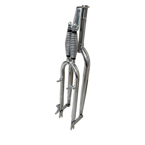 AUTES 26" Springer Fork 1" Threaded,Cruiser Chopper Bike Dual Spring Classical Fork (Chromed)