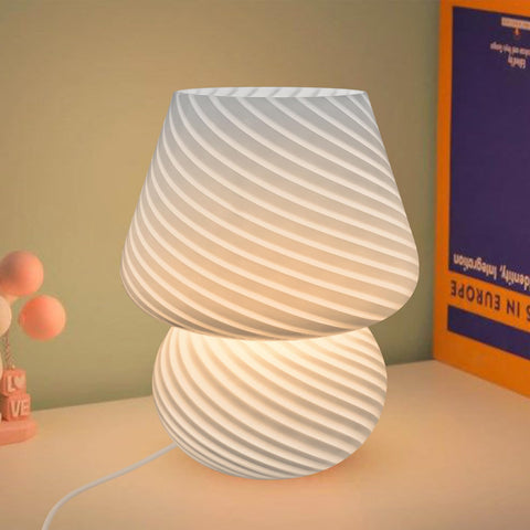 HONPHIER Mushroom Table Lamps Glass Bedside Lamp Dimmable Night Lights Indoor, Desk Lamp with Remote Control Decorative Light for Bedroom, Living Room, Cafe (White)