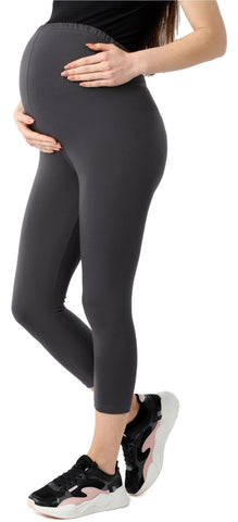Be Mammy Women's 3/4 Bio-Cotton Umstandsleggings BE20-284 (Graphite, 3XL)