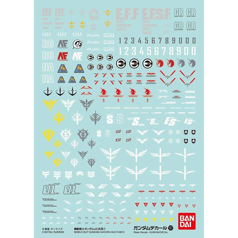BANDAI BAND579706 No.107 Mobile Suit UC 1 Gundam Decal KIT Model, Multicolor