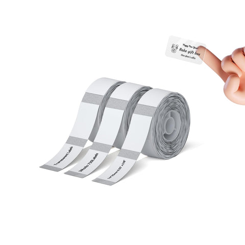 NIIMBOT D11 Label Maker Tape Adhesive Clear Label Paper 0.55" X 0.98" (14 X 25mm) 240 Labels/Roll, Compatible for NIIMBOT D11 D110 Label Printer, Thermal Paper Black on Transparent, 3-Roll