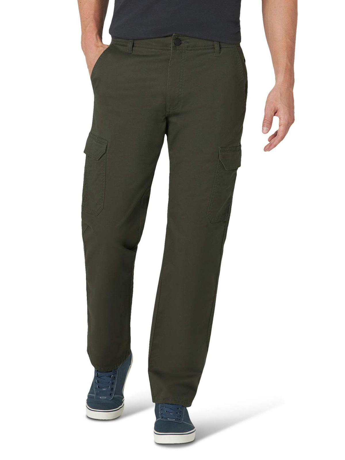 Lee Men's Extreme Motion Twill Cargo Pant, Frontier Olive, 34W x 32L