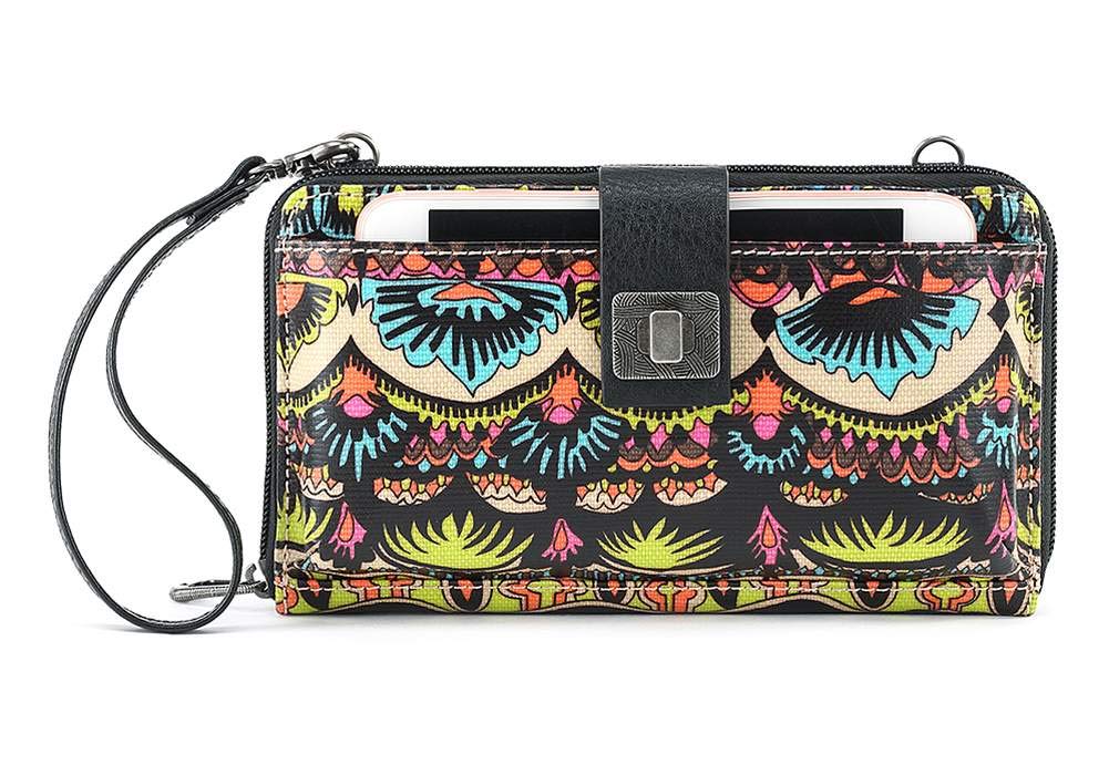 Sakroots Artist Circle Large Smartphone Cross-Body Phone Wallet, Neon One World