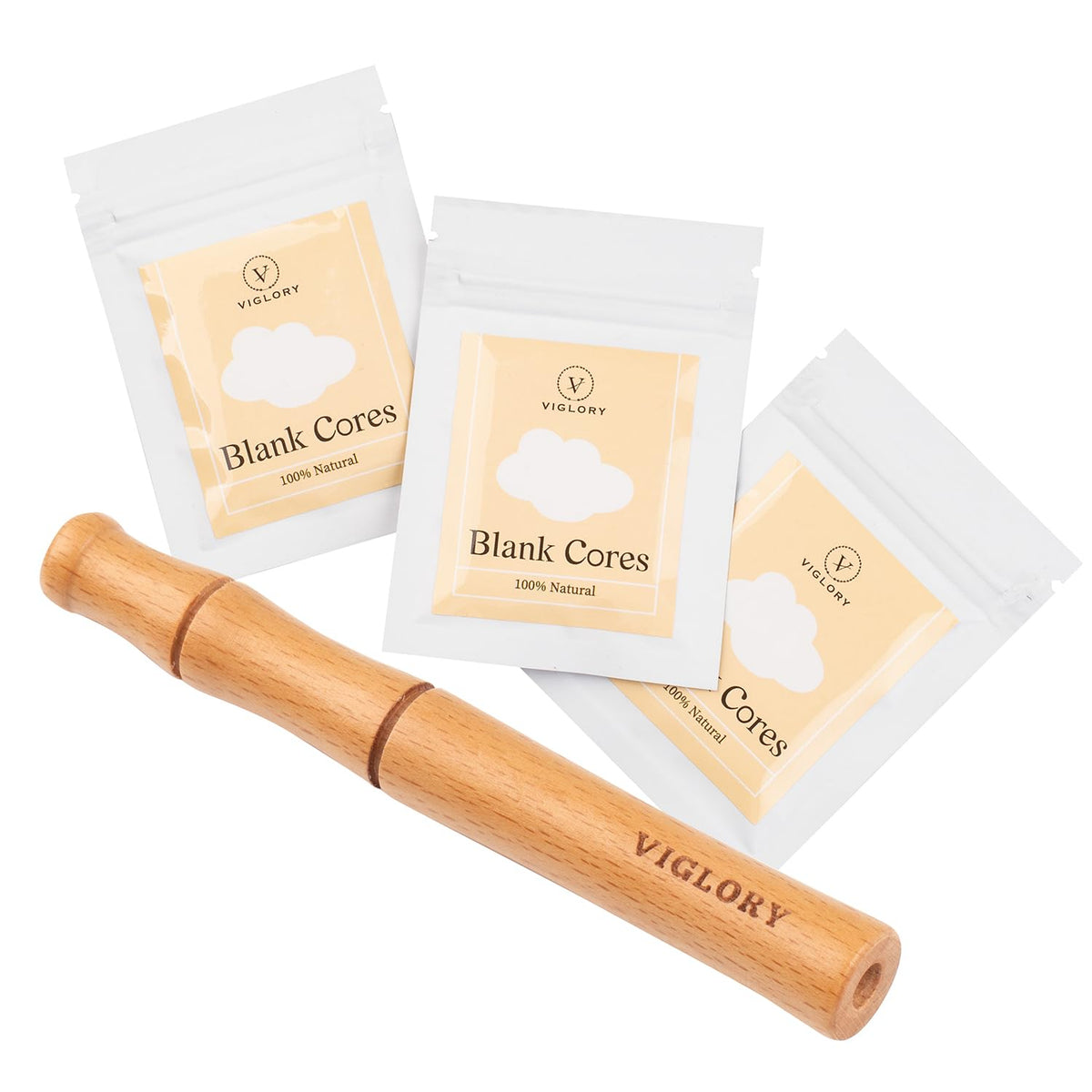 VIGLORY Essential Oil Inhaler, Wooden Personal Diffuser for Essential Oils with 3 Pack Blank Cotton Wicks, Help Build Good Habit