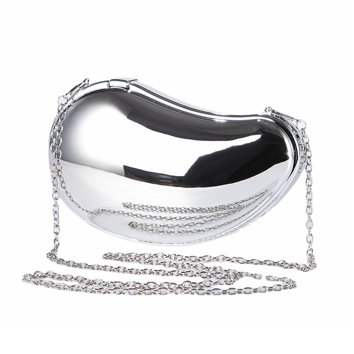WuDiaoer Women Unique Mango Shape Purse Sparkly Acrylic Clutch Ladies Fancy Bags Metallic Acrylic Clutch Handbags for Party Prom, Silver