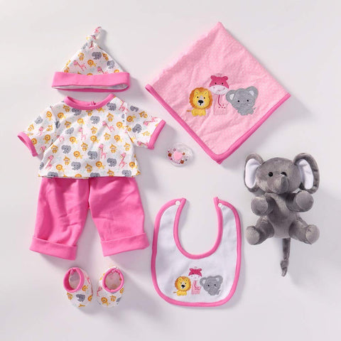 iCradle Handmade Lovely Clothes Reborn Dolls Outfit Suit for 22inch Reborn Doll Supplies RebornsToddler Girl Dolls Accessories (Pink Mouse)