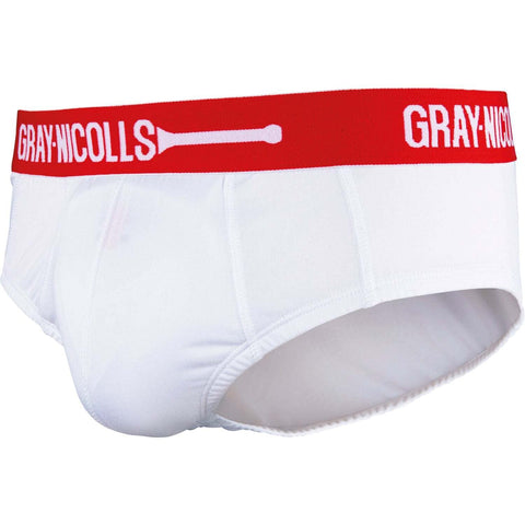 GRAY NICOLLS ADULT COVERPOINT BRIEFS - WHITE/RED - NEW FOR 2022 (XL)