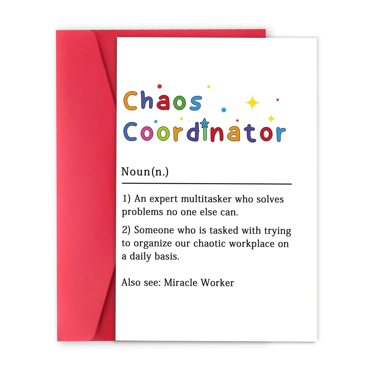 LiuuLi Funny Bossâ€™s Day Card for Boss Manager, Chaos Coordinator Definition Card for Boss, Boss Birthday Card Gift for Men Women, Best Boss Card