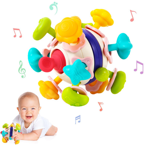 Hooku Baby Teethers Montessori Toys, Baby Sensory Teething Toys, Baby Rattle Chew Toys, Toddler Educational Learning Toys, Gifts for Infant Newborn Boys Girls