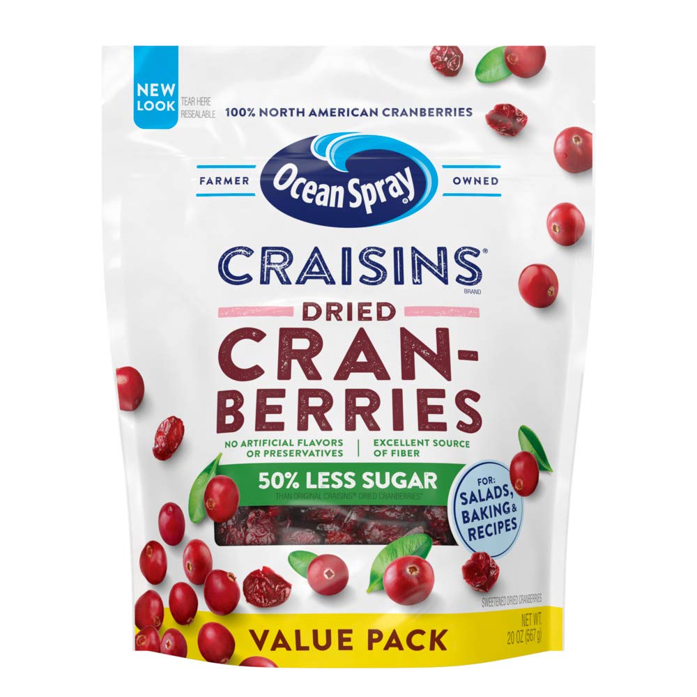 Ocean Spray Craisins Dried Cranberries, Reduced Sugar, 20 Ounce