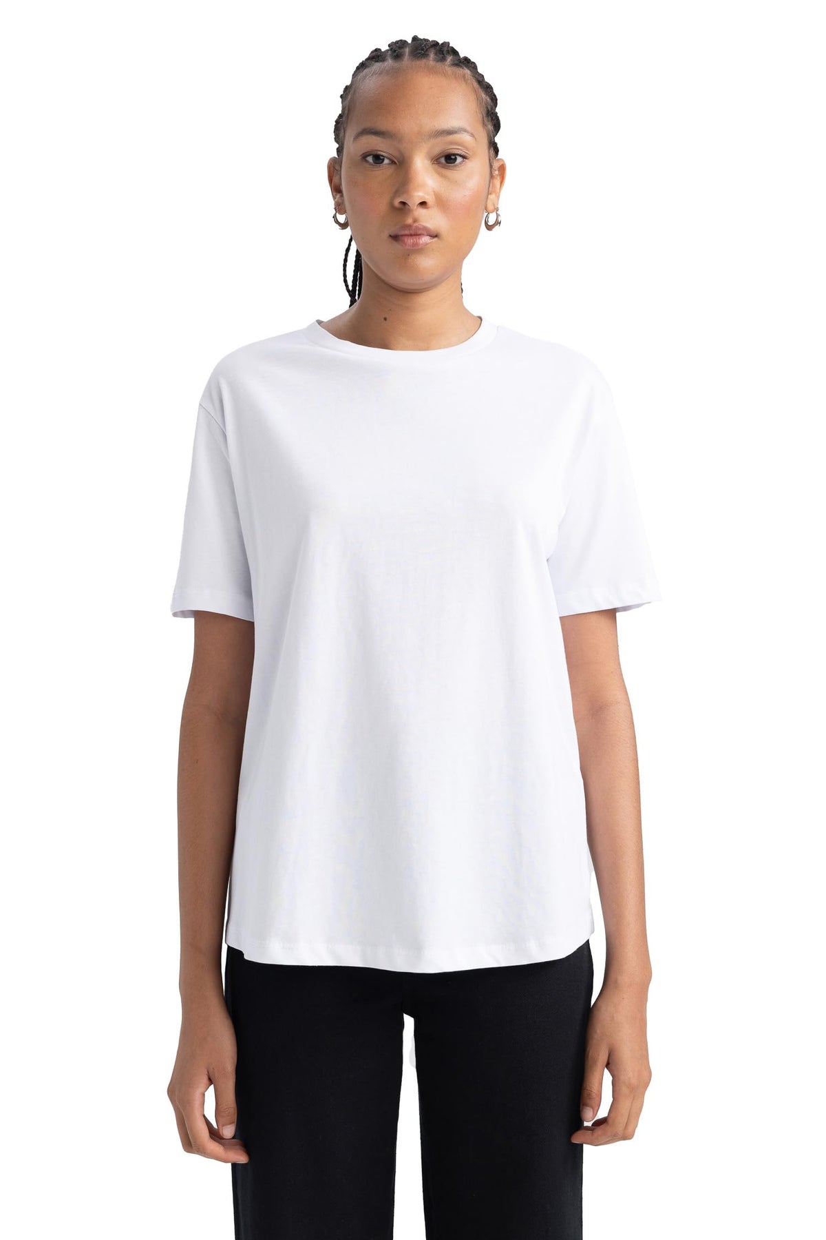 DeFacto Women's B0642ax T-Shirt, White, S