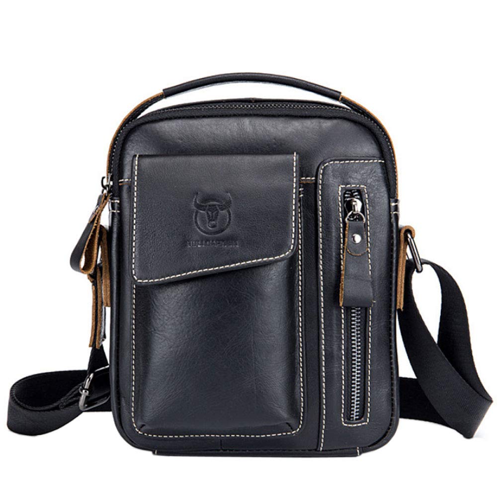 Xieben Vintage Leather Mens Handbag Shoulder Bag for Men Everyday Casual Business Briefcase Cross Body Messenger Pack Tote Handbags Black