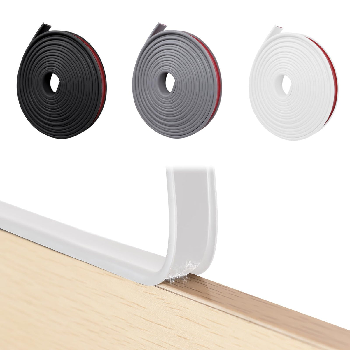 U-Shape Self-Adhesive Furniture Edge Tape, 5 m x 18 mm, Flexible TPE Foldable Edge Protection for Cabinet Edges, Furniture Edge Strip for Table, Cabinets, Chairs, Shelves, Restoration (White)