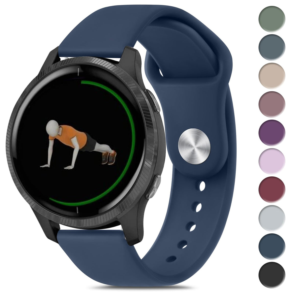 Strap for Garmin Vivoactive 4, 22MM Silicone Straps for Garmin Vivoactive 4/Garmin Venu 2 Rubber Band with Stainless Steel Button