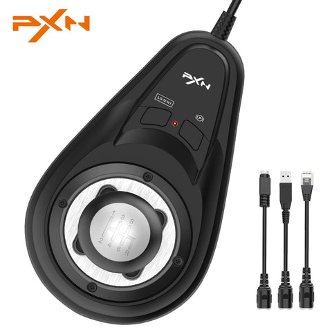 PXN A7 Gear Shifter, 6 +1 shift lever with Handbrake Button and Shift Button for High & Low Gear Universal Shifter for PC, PS4, PS5, Xbox(A7)