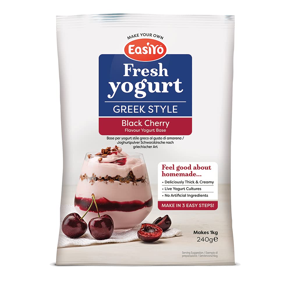 Easiyo Greek Style Black Cherry Flavoured Yogurt Sachet 240g Makes 1 Litre Home Made Yoghurt Homemade