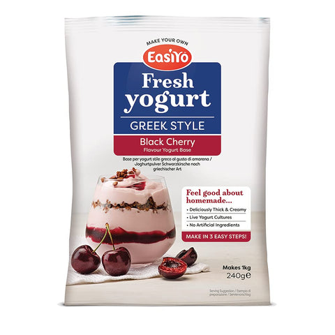 Easiyo Greek Style Black Cherry Flavoured Yogurt Sachet 240g Makes 1 Litre Home Made Yoghurt Homemade