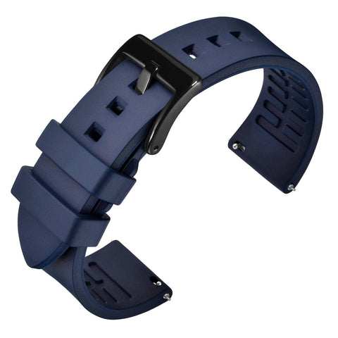 ANNEFIT Premium Silicone Watch Band, Quick Release Fluororubber Strap 21mm with Black Buckle (Blue)