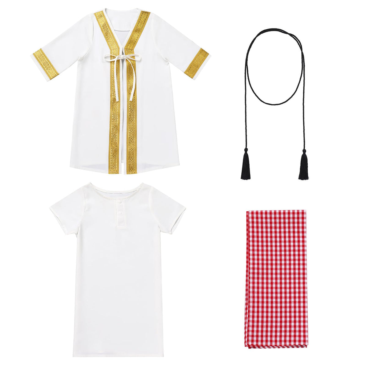 Boy's Muslim Thobe Infant Toddlers Baby Boys Muslim Newborn Eid Outfits Kaftan Abaya and Head Scarf Shemagh Keffiyeh Arabic Dubai Outfits Ramadan Robe White 3-6 Months