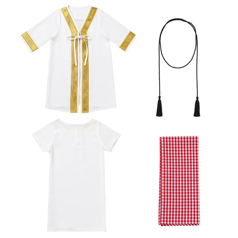 Boy's Muslim Thobe Infant Toddlers Baby Boys Muslim Newborn Eid Outfits Kaftan Abaya and Head Scarf Shemagh Keffiyeh Arabic Dubai Outfits Ramadan Robe White 3-6 Months