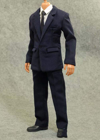 HiPlay 1/6 Scale Male Figure Doll Clothes, Handmade Full Suit, Jacket, Shirt, Pant & Accessories Outfit for 12" Male Action Figure DC082 (Navy Blue)