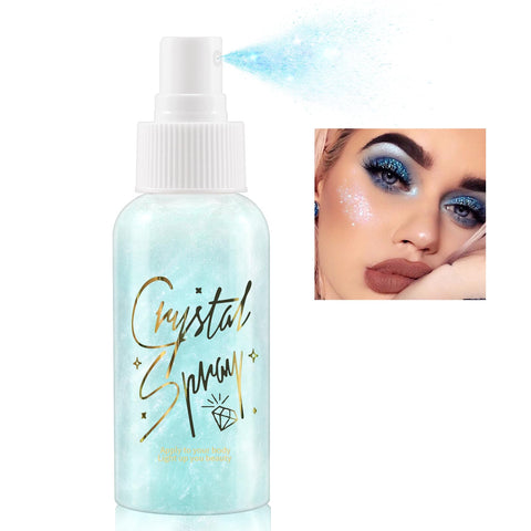 Erinde Body Glitter Spray, Moisturizing Body Shimmer Luminizer Glow Illuminator, Non-Sticky, Rave Party Glitter Spray Liquid Highlighter Sparkle Spray for Face, Hair & Body, 80ML, Glacier Blue