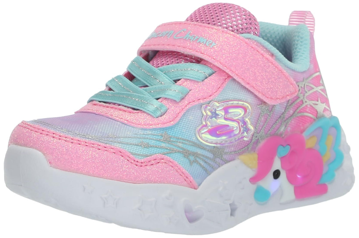 Skechers Kids Girls Unicorn Dreams-Wishful MAGI Sneaker, Pink/Turquoise, 4 Big Kid
