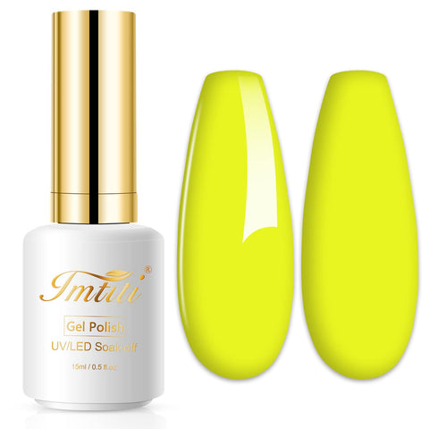 Imtiti Neon Gel Nail Polish, 1 Pcs 0.5 Fl Oz Neon Yellow Gel Polish Soak Off LED U V Nail Gel Polish Spring Summer Gel Nail Polish DIY Nail Art Starter Manicure Salon Gel Nail Kit for Women Girls
