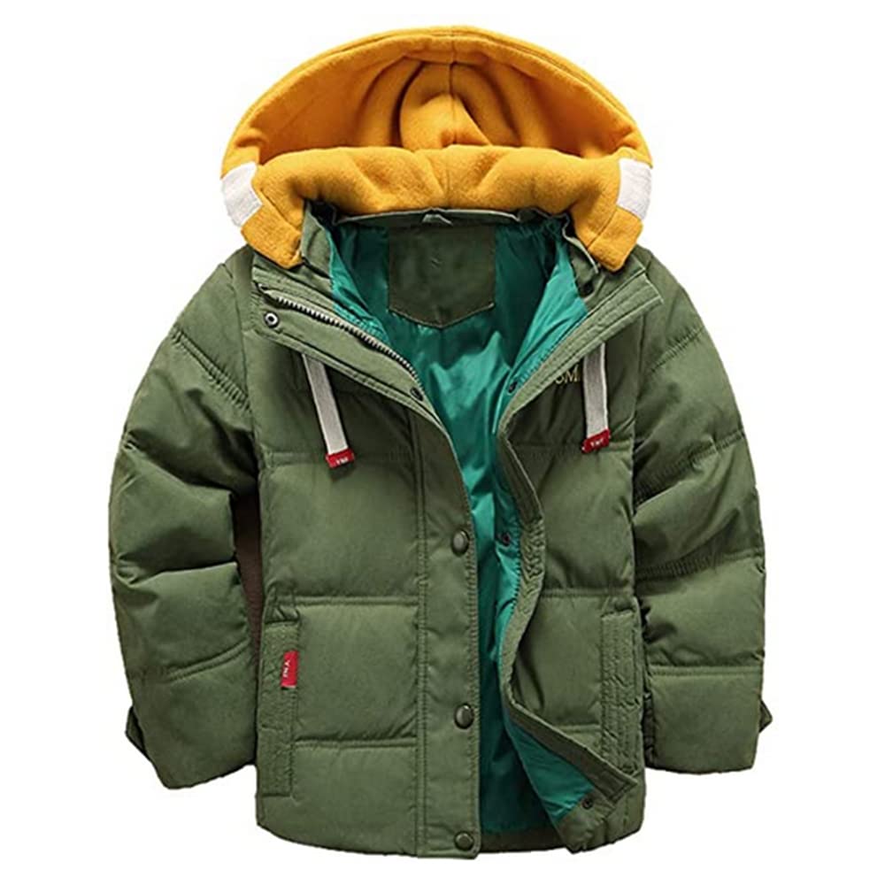 Lengender Child Boy Baby Winter Down Jacket Hooded Warm Padded Faux Fur Coat 3-11 Years (4 Years, Green)