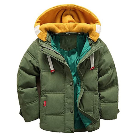 Lengender Child Boy Baby Winter Down Jacket Hooded Warm Padded Faux Fur Coat 3-11 Years (4 Years, Green)