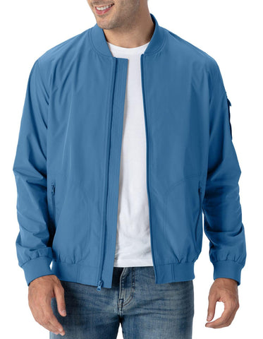 Rdruko Men's Lightweight Bomber Jacket Windproof Casual Fashion Windbreaker Jacket(Denim Blue, US L)