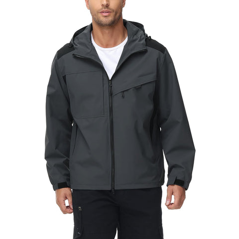 KUDORO Mens Waterproof Jackets Windproof Casual Lightweight Packable Jackets Outdoor Mountain Windbreaker Raincoats for Men with Hood
