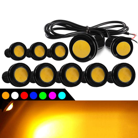 10pcs High Power 9W 18mm Eagle Eye LED Light DRL Fog Light Motorcycle Light Daytime Running Lights DRL Tail Backup Light Car Motor Clearance Marker Lights(Amber)