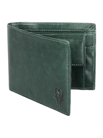 SAMTROH PU Leather RFID Blocking Men Wallet, Green, Casual