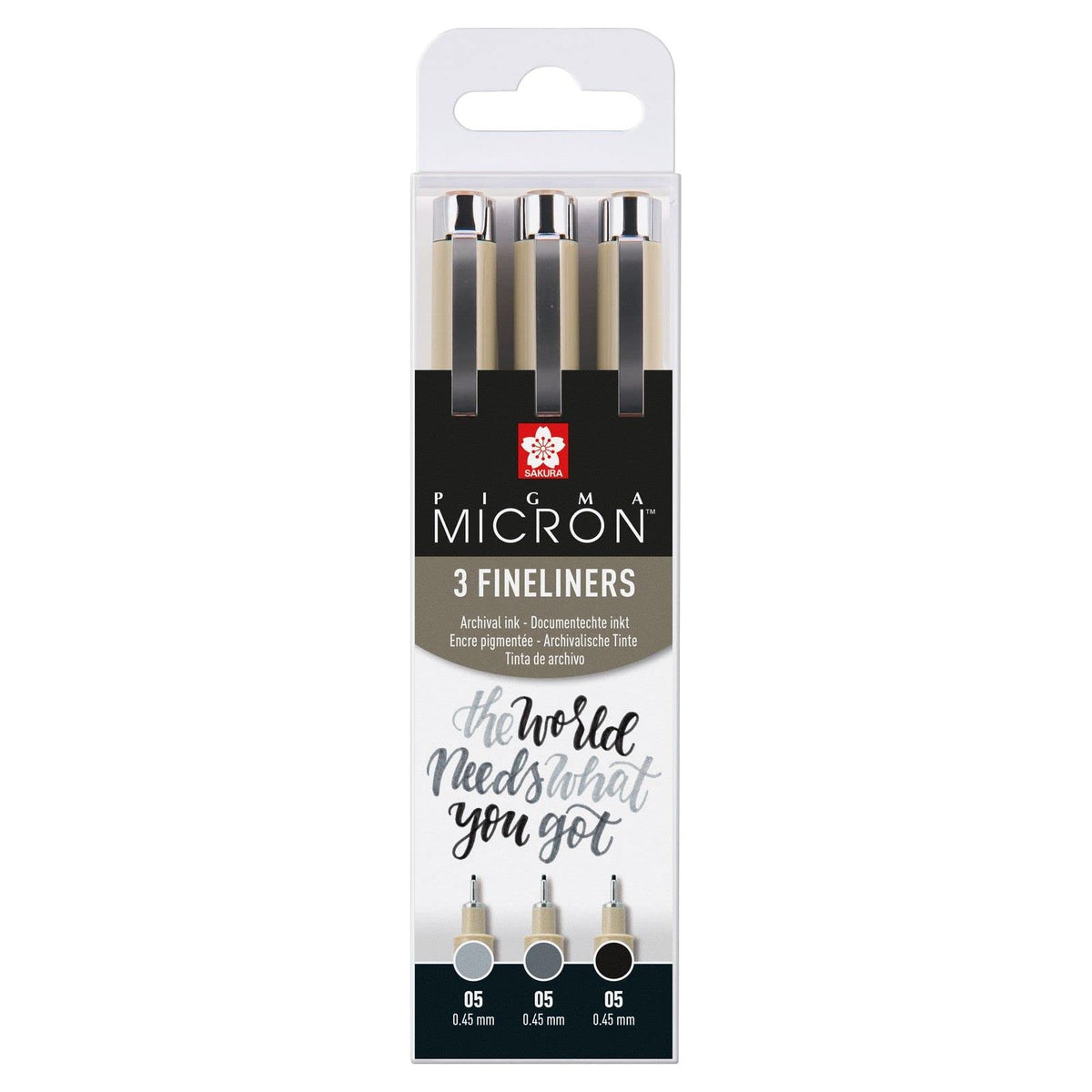 Sakura Pigma Micron 05 Fineliner Set Black & Grey 3pcs