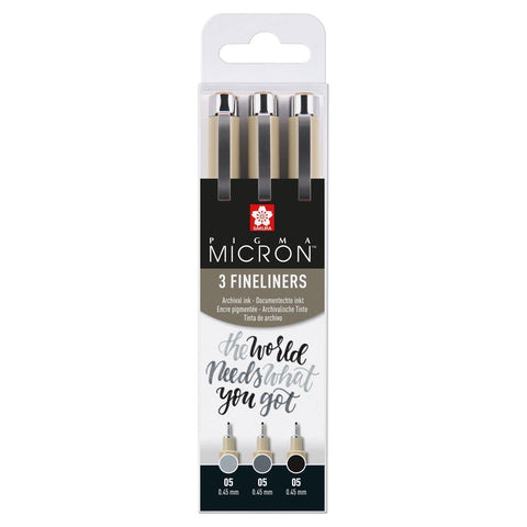 Sakura Pigma Micron 05 Fineliner Set Black & Grey 3pcs