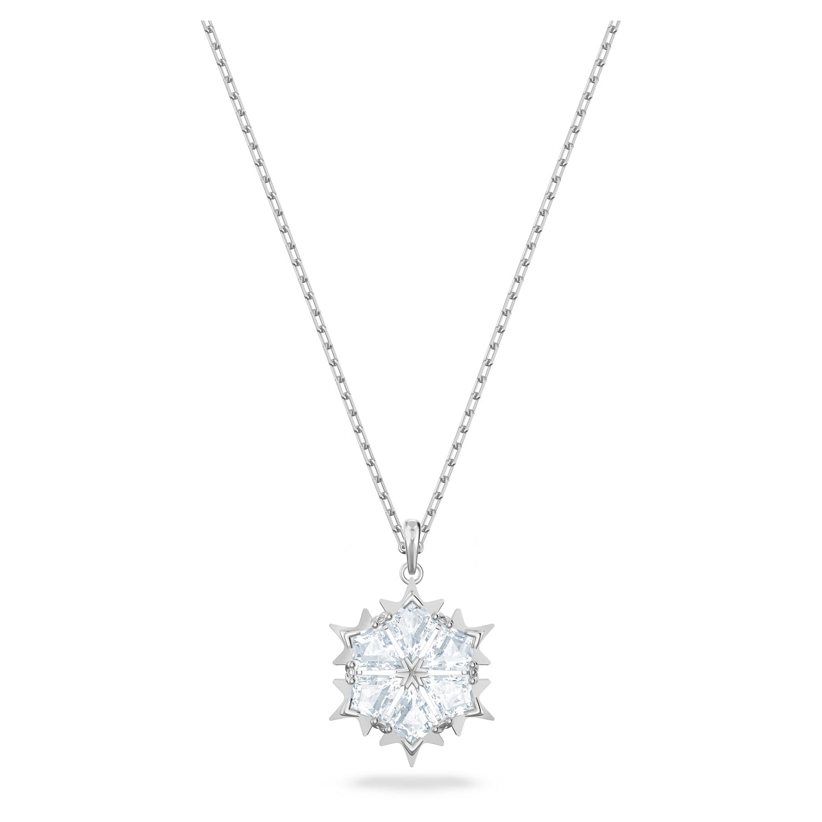 Swarovski Women's Magic Pendant Necklace, Finely Cut Stones in White with a Beautiful Snowflake Pendant on a Rhodium Plated Chain