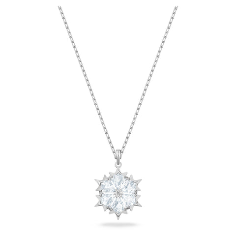 Swarovski Women's Magic Pendant Necklace, Finely Cut Stones in White with a Beautiful Snowflake Pendant on a Rhodium Plated Chain