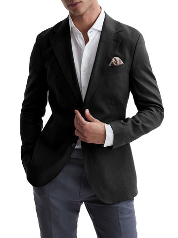Runcati Mens Casual Blazer Sport Coat Two Buttons Lightweight Regular Fit Business Suit Jacket Black