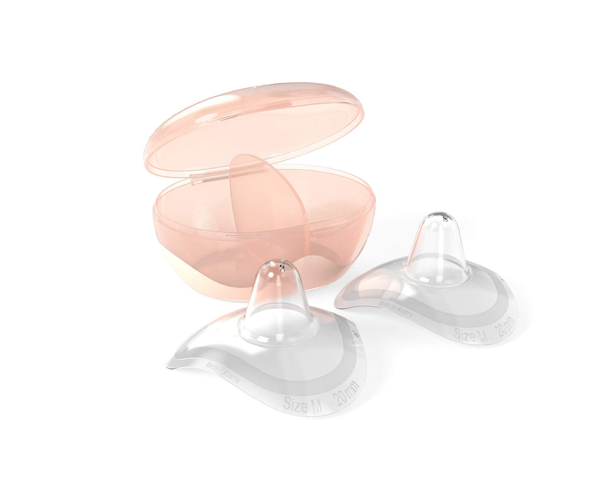 nip First Moments Nursing Caps, Medium 20 mm, Pack of 2, for a Natural Drinking Feeling, with Storage Box