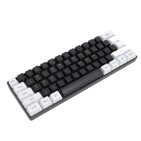 Gaming Keyboard, Wired Ergonomic Keyboard 61 Keys Contrast Color for Family (Black and White)