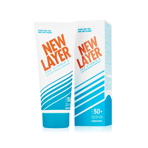NEW LAYER Sunscreen sensitive | SPF 50+ | Pro Vitamin D | Fast absorbing | Long lasting | Free of microplastic | Reef-friendly | Free of octocrylene | Water resistant | Climate Neutral (200ml)