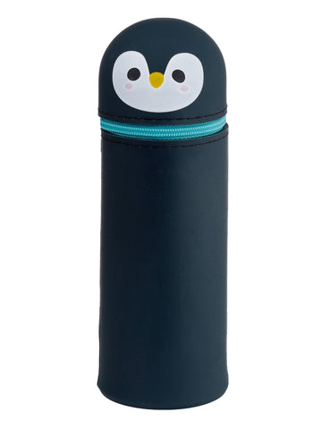 Puckator Adoramals Penguin Silicone Upright Pencil Case - School Equipment Stuff - School Supplies for Girls and Boys - University Stationery Kit - Cute Storage Pouch - Cool Teacher Supplies