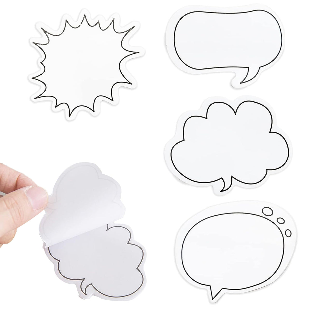 4 Pcs Dialogue Shapes Sticky Notes,Different Shapes Notes,Speech Bubble Shape Sticky Post Notes,Speech Bubble Sticky Notes Set for School Mark/Office Memo/Super Fun Multipurpose Sticky Notes