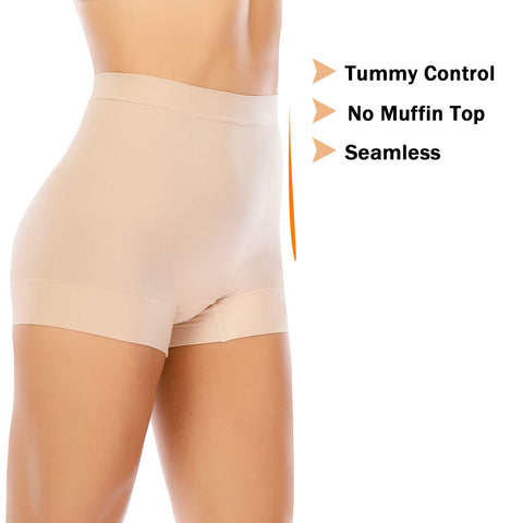 Womens Seamless Shaping Boyshorts Panties Tummy Control Underwear Slimming Shapewear Shorts(Beige-light Tummy Control,Medium)