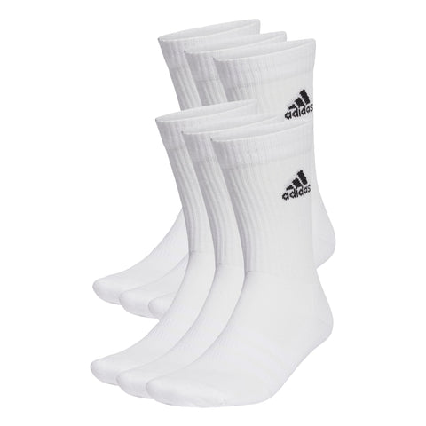 adidas Unisex Cushioned Sportswear Crew Socks 6 Pairs Socks, White / Black, 3-4 Years