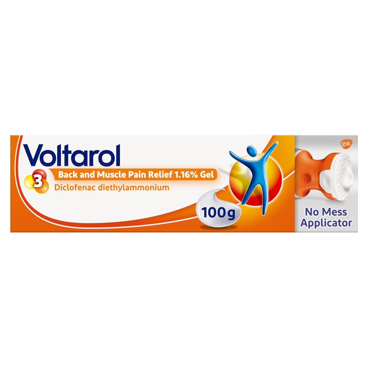 Voltarol Back and Muscle Pain Relief Gel With No Mess Applicator, 100 g