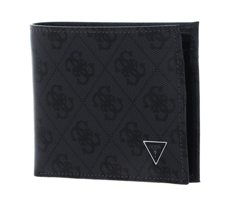 GUESS Mito Leather Wallet, Black - RFID Protection, Men's Slim Wallet with 4 Credit Card Slots & Coin Pocket