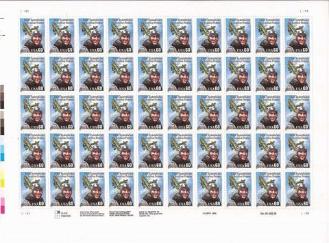 US Stamp - 1995 60c Eddie Rickenbacker - 50 Stamp Sheet - Scott #2998